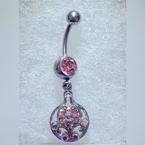 Chic Pink and Purple Crystal Drop Belly Ring